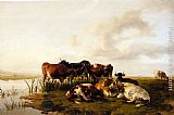 Thomas Sidney Cooper The Lowland Herd painting